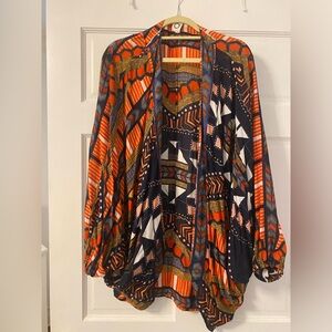 Anthropologie tribal print open front kimono